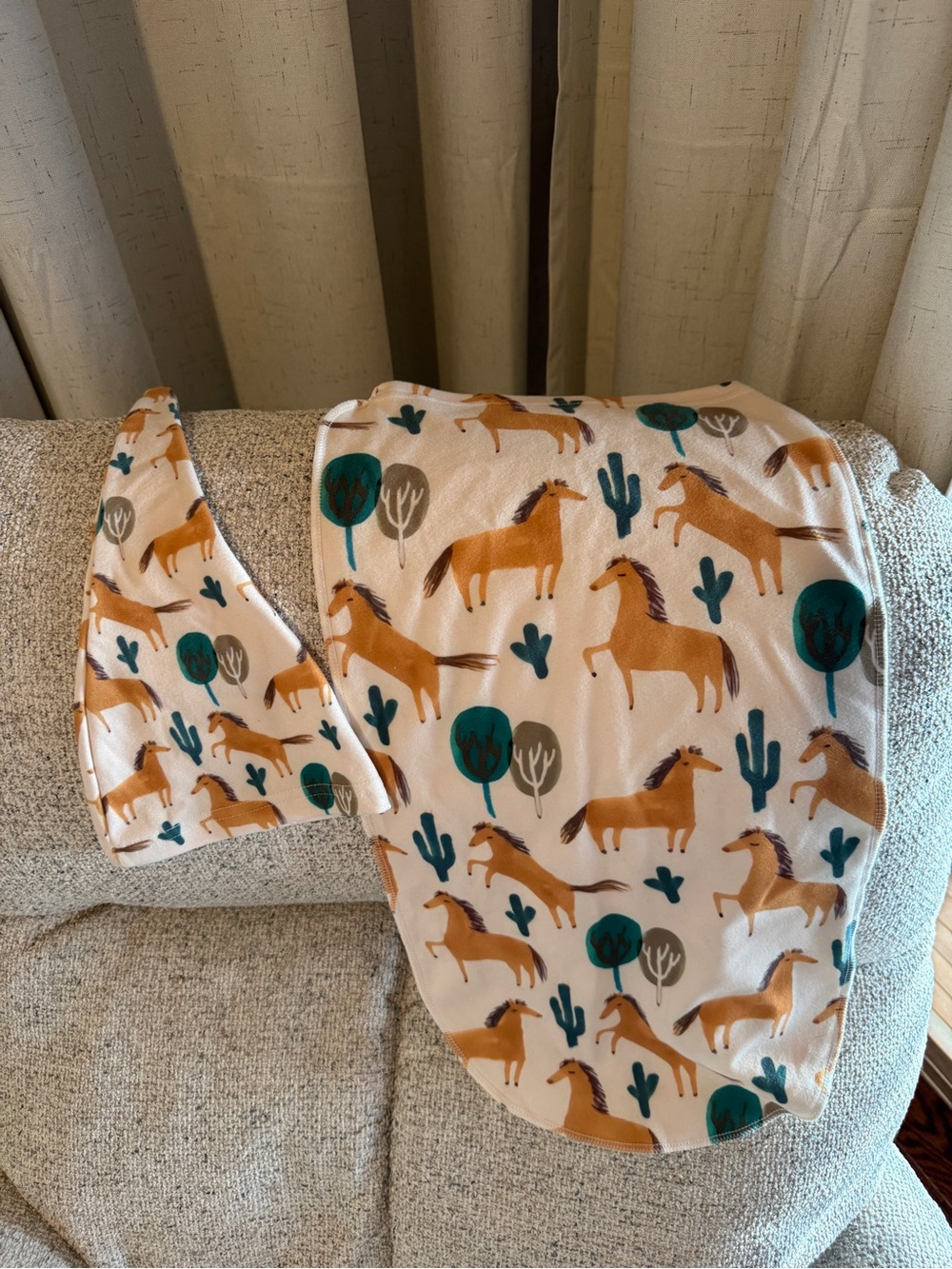 Horse Print Newborn Swaddle Blanket and Beanie Set - NWOT
